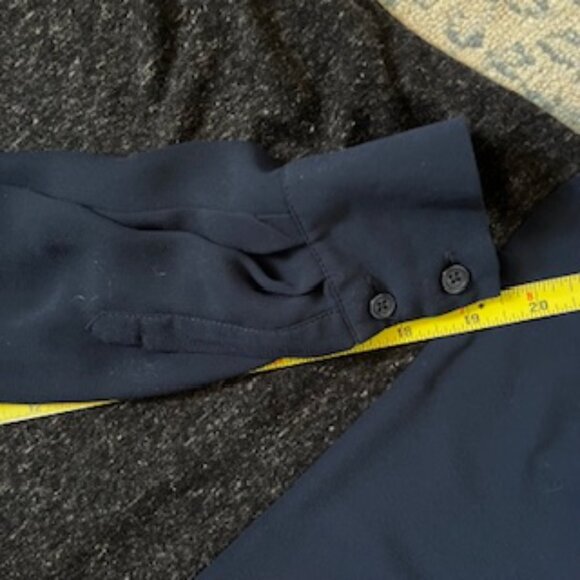 🧡 3/15 Mossimo Linen Blend Semi Sheer Gray Navy Long Sleeve Top Women's L/G - Picture 10 of 12